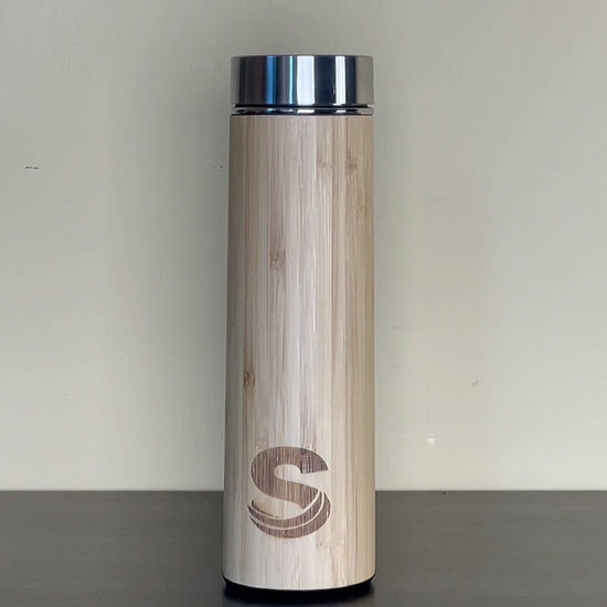 insulate bottle with bamboo shell and mesh infuser